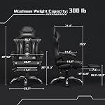 Yaheetech Chaise de jeu, chaise de jeu vidéo avec support Lombaire Massage et repose-pieds Chaise ergonomique ergonomique réglable avec siège pivotant et appuie-tête, plein noir
