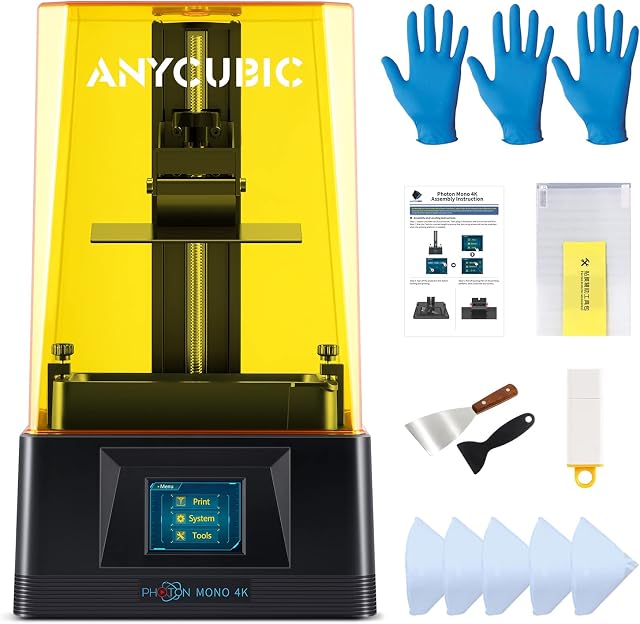 ANYCUBIC Resin 3D Printer, Photon Mono 4K 3D Printer LCD UV Light Curing with 6.23" 4K Monochrome LCD, 5.19" x 3.14" x 6.49" Printing Size