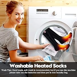 Rabbitroom Rechargeable Heated Socks for Women 4000mAh Upgraded 3 Heating Levels 10 Hour Warmth Washable Electric Foot Warmers for Arthritis Raynaud\'s Relief Ideal for Ski Golf Outdoor Activities