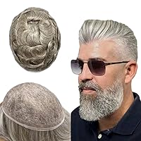 Vista 74 de Toupee para hombres, pieza de cabello completo suizo de encaje para hombre, sistema de reemplazo de cabello humano real para hombres, nudos
