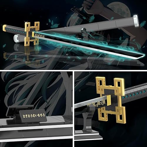 Miniatura 3 de HIGH GODO Juego de construcción de espada de anime, juego de espada Tokitou Muichirou de 40 pulgadas con vaina y soporte, bloques de construcción de