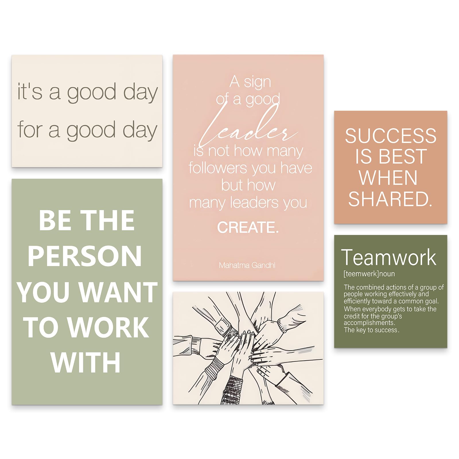 Onperpoe 6-Piece Team Motivational Wall Posters, Unframed Inspirational Quotes Wall Art for Meeting Rooms and Workstations, Thoughtful Motivational Office Decor Gift for Colleagues and Teams