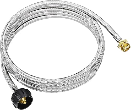 Vista 7 de Manguera adaptadora de propano de 3 pies, adaptador de 1 lb a 20 lb convierte electrodomésticos de 1 lb a tanques de 5-40 lb, manguera trenzada
