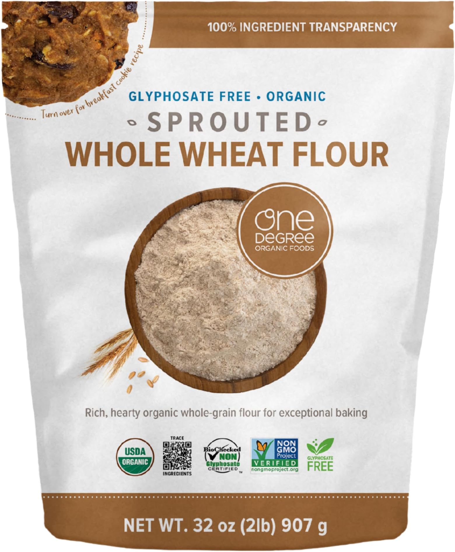 One Degree Organics Sprouted Whole Wheat Flour, 32oz