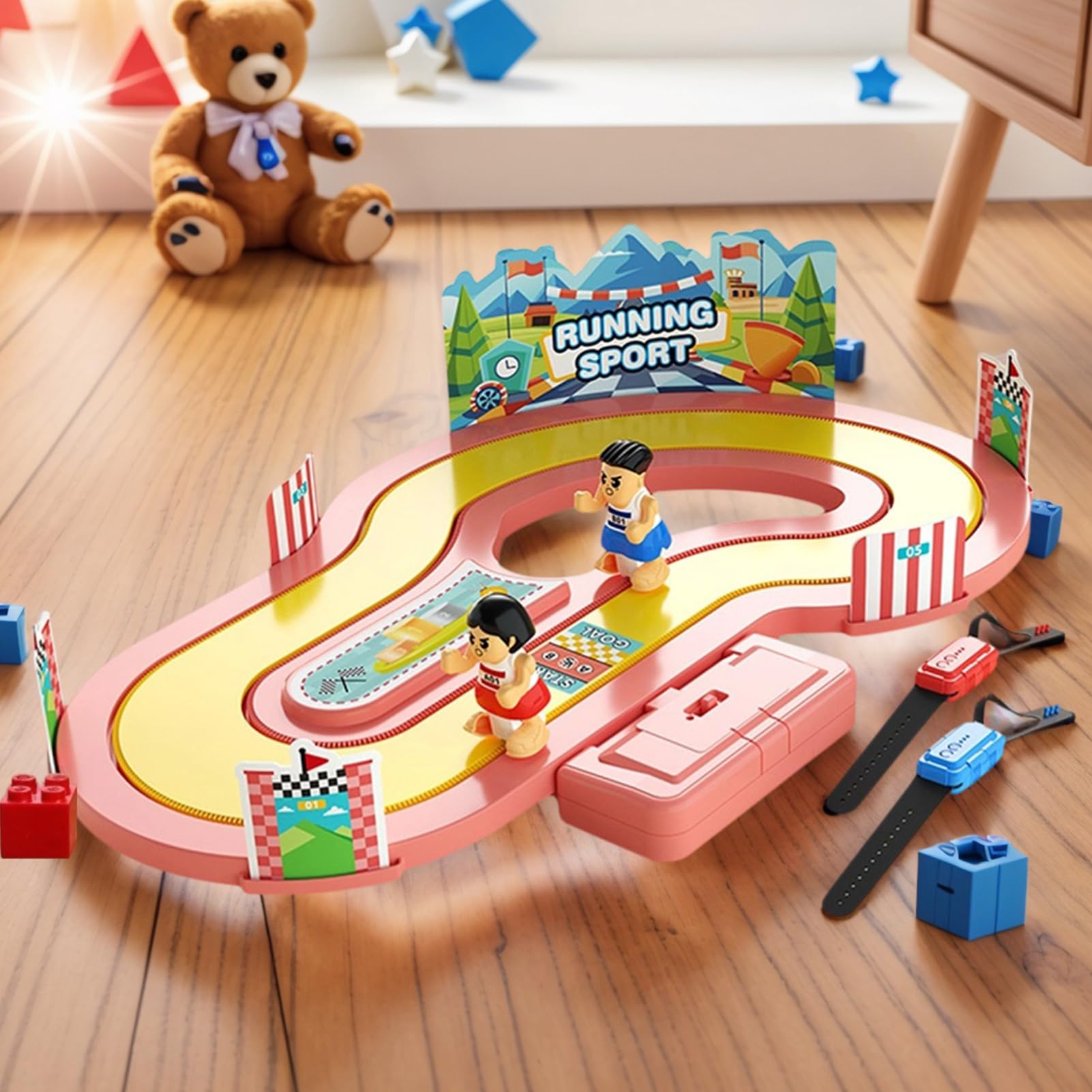 Jeu De Course avec Capteur De Mouvement - Interaction Parent-Enfant 2 Joueurs,Circuit De Course sans Fil Détection Mouvement,pour Anniversaire École Maison Filles Garçons