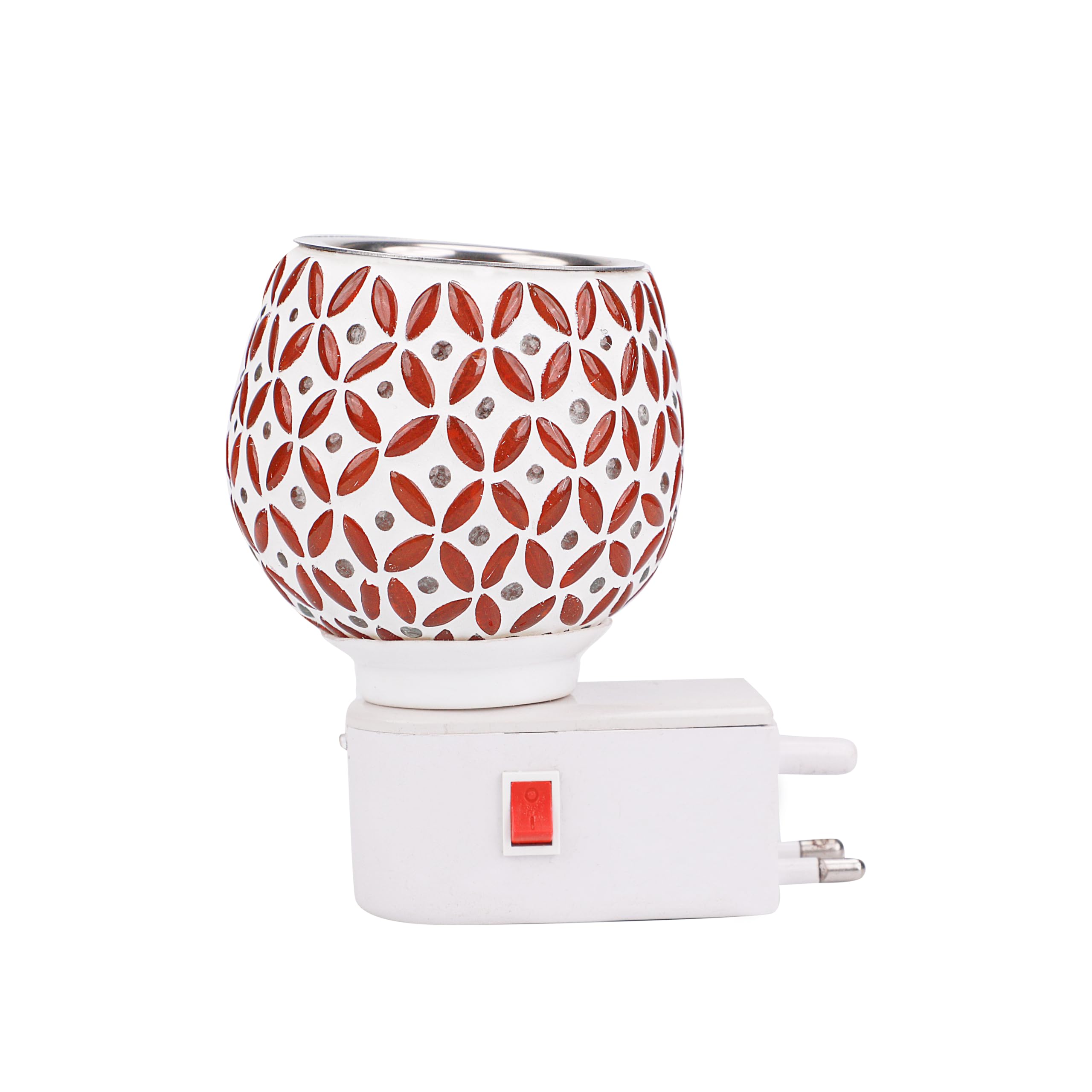 The Divine Tales Multicoloured Electrical Camphor Diffuser Glass with On/Off Switch Incense Aroma Kapoor Dani Electrical Night Lamp Diffuser Kapoor Daani Burner for Office Home Temple