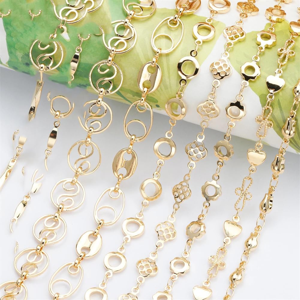 1M/Lot Jewelry Making Chain 18K Gold Plated 0.3 Microns Copper Metal Bracelet Necklace Chains C16409