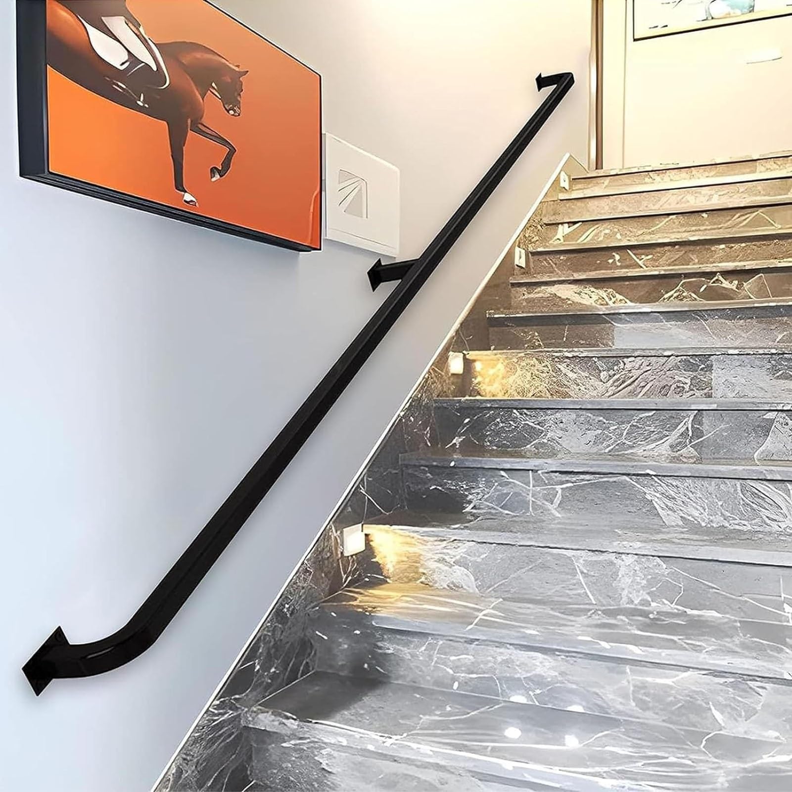 Rampe d'escalier de sécurité antidérapante en fer robuste pour marches intérieures