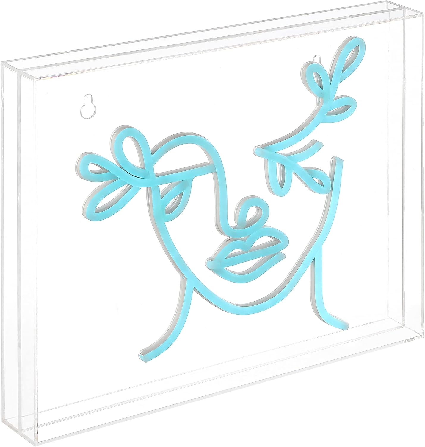 JONATHAN Y 13.7" x 10.9" Blue Teary Face LED Neon Light, Modern Contemporary Glam Acrylic Box Sign, USB Operated Wall Mount or Tabletop Lamp for Bedroom, Dorm NEN1032A