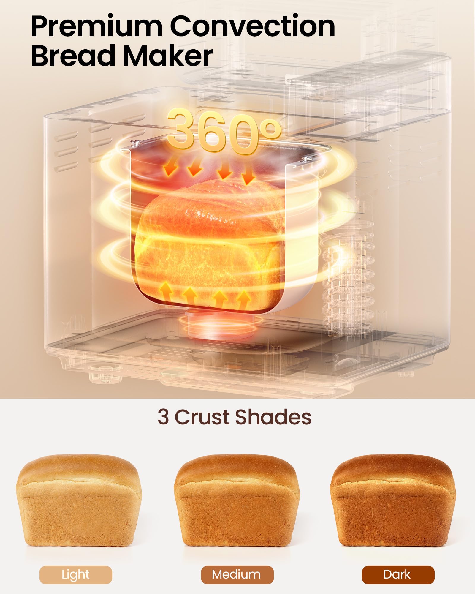 Máquina para hacer pan 25 en 1 con dispensador doble automático, panificadora de acero inoxidable de 2 libras con ajustes sin gluten, masa, mermelada, yogur, etc., color plateado 5