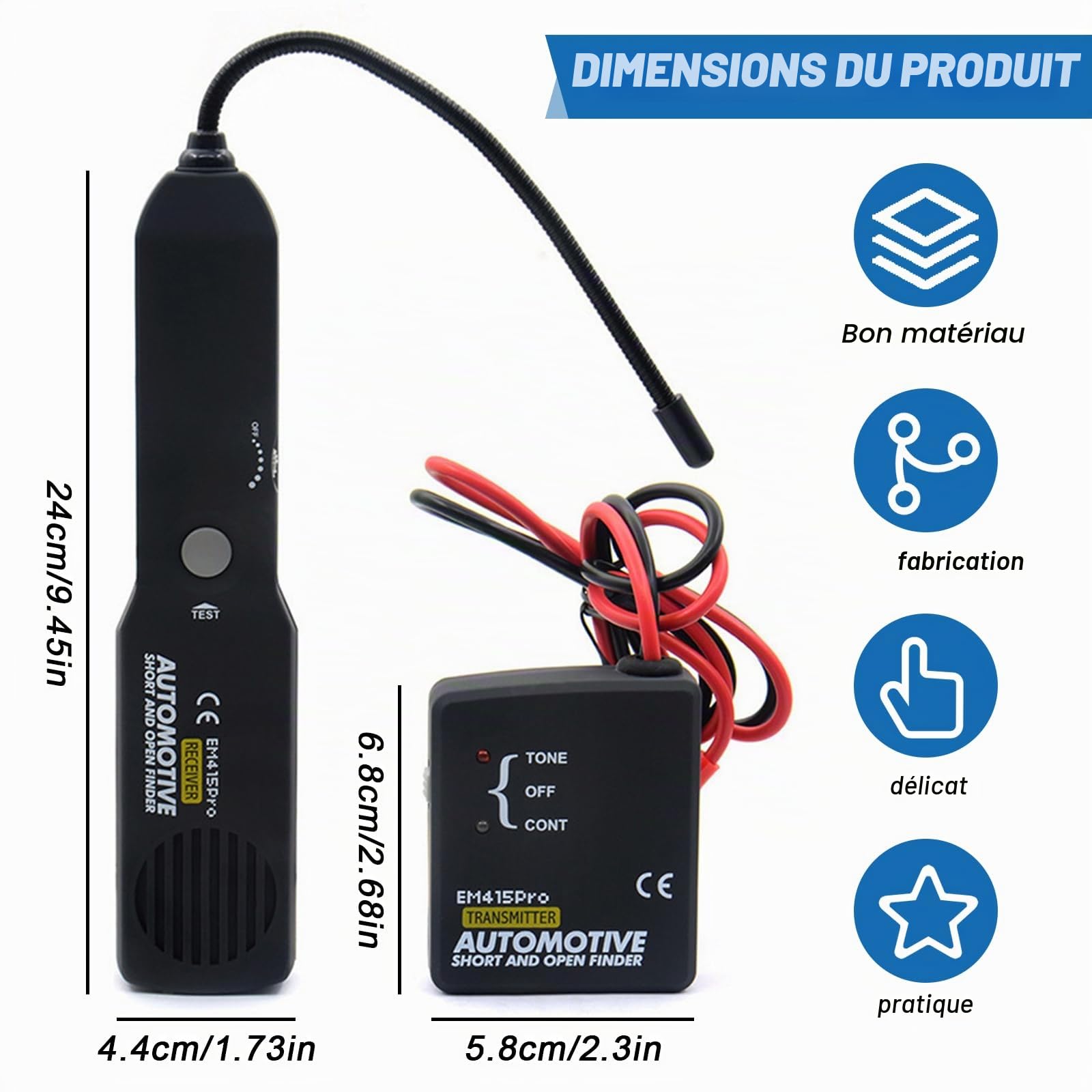 Testeur De Circuit, Testeur De Câble, Traceur De Fils, EM415PRO L'appareil De Contrôle De Câble, Detecteur De Cable Electrique, Détecteur Circuit Automobil, Câble Tracker, Traceur De Câble Portable