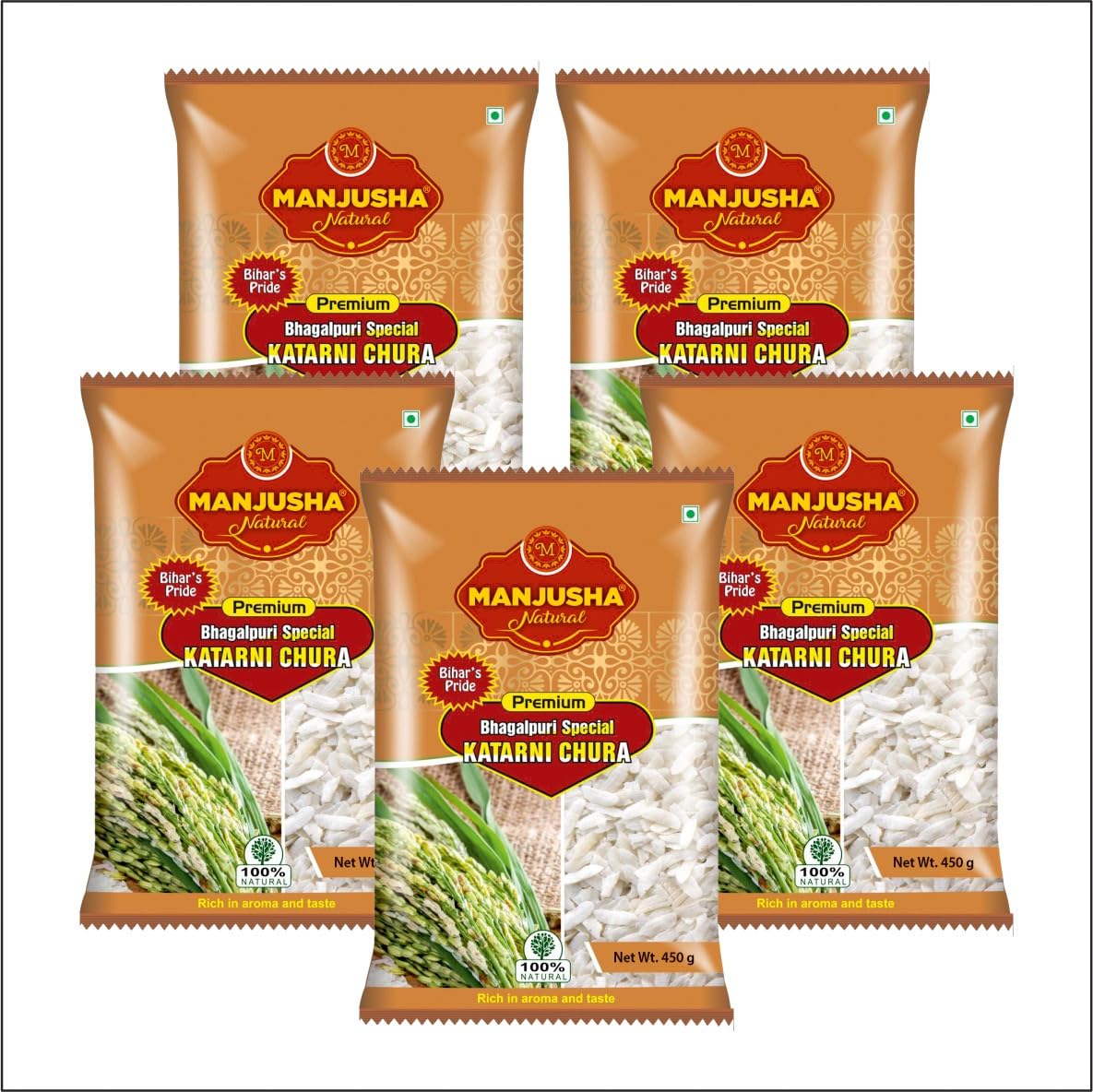 MANJUSHA NATURAL Pack of 5 Premium Bhagalpuri Special Katarni Chura/Poha, Net Wt. 2250 Gram 450 gram Each100% Natural Rich In Aroma & Taste BiharS Pride (B0CXJ8XPB9) Amazon Price History, Amazon Price Tracker