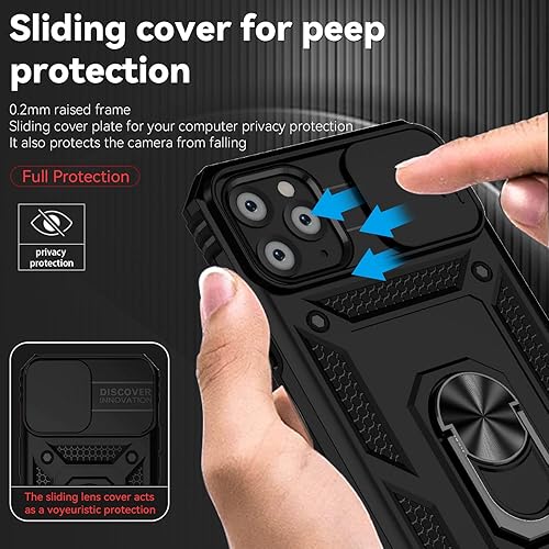Miniatura 3 de Hitaoyou Funda para iPhone 11 Pro con protección de lente, funda para iPhone 11 Pro con funda para cámara y soporte, de grado militar, a prueba de