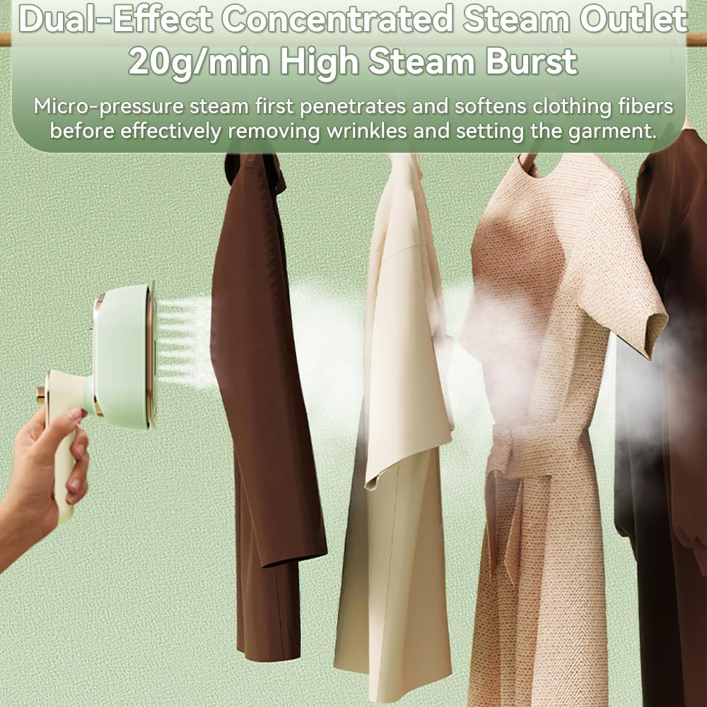 Travel Steamer Iron for Clothes with a 150ml water tank, 1200w Electric Iron with Large Double-Sided Heating Panel, Wet & Dry Use, and 180° Rotating Handle, Fast 20s Heat-up, for Travel & Home
