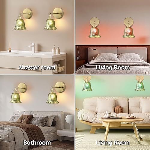 Miniatura 8 de GEEZO Aplique de pared vintage con pilas, con luz de pared recargable con control remoto para dormitorio de noche