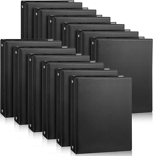 Resurhang Carpeta pequeña de 3 anillos de 1 pulgada de 9.25 x 7.24 pulgadas, carpeta pequeña negra de 3 anillas con 2 bolsillos transparentes,
