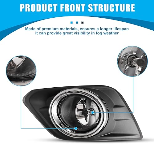 Miniatura 3 de CPW Conjunto de luces antiniebla OEM para Nissan Rogue 2014, 2015, 2016, proyector de conducción de conductor y pasajeros, luces antiniebla con