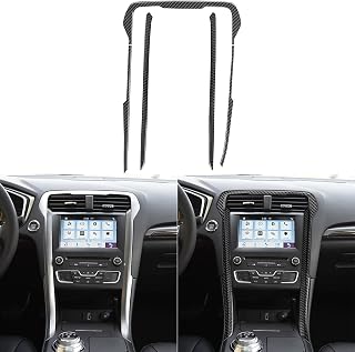 Navigation Surround Trim for Ford Fusion Mondeo 2013-2021 Black | Soft Carbon Fiber Accessories | Upgrades for Car | Only for Left-Hand Drive | Anti-Scratch | Sporty Style