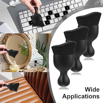 3 Pack Car Interior Cleaning Brushes, Black Soft Bristle Detailing Kit, Scratch-Free for Dashboard, Vents, Screens, Seats, Crevices