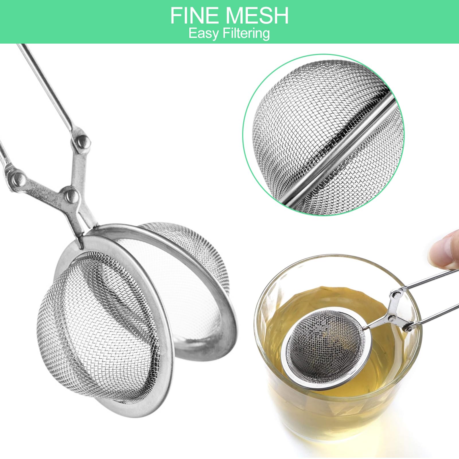 4 Piezas Infusor de Bola de Té, Bolas de Té de Acero Inoxidable, Infusor de Té, Pinza de Filtro de Té, Reutilizable, Bolas Infusoras para Hojas Sueltas, Especias, Hierbas y Condimentos