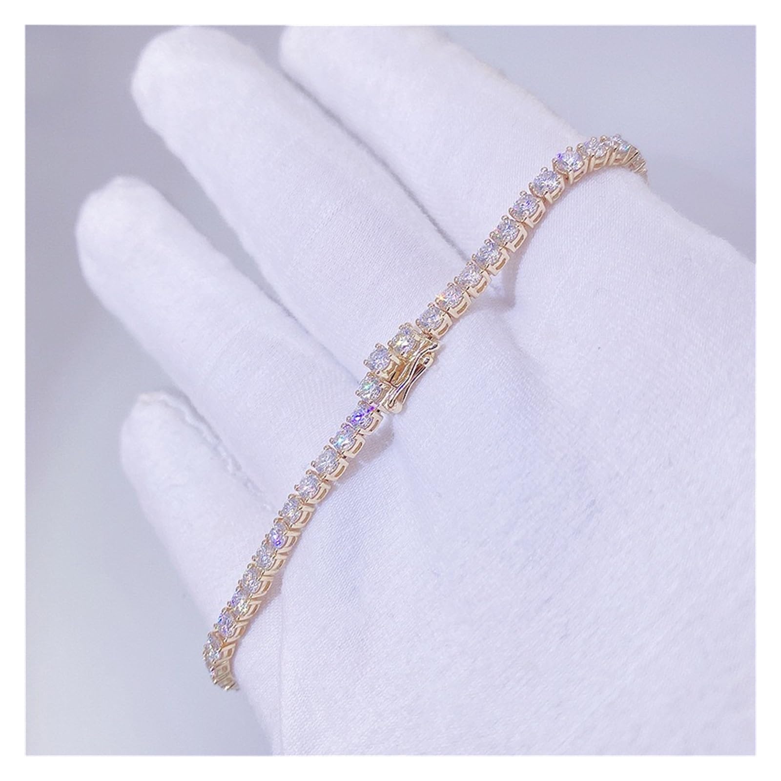 Iced 2 mm Tennis-Armband für Damen, 925er-Sterlingsilber, D-Lab-Diamant-Gliederkette, Armreif, Pass-Tester, rosévergoldet, 20,3 cm