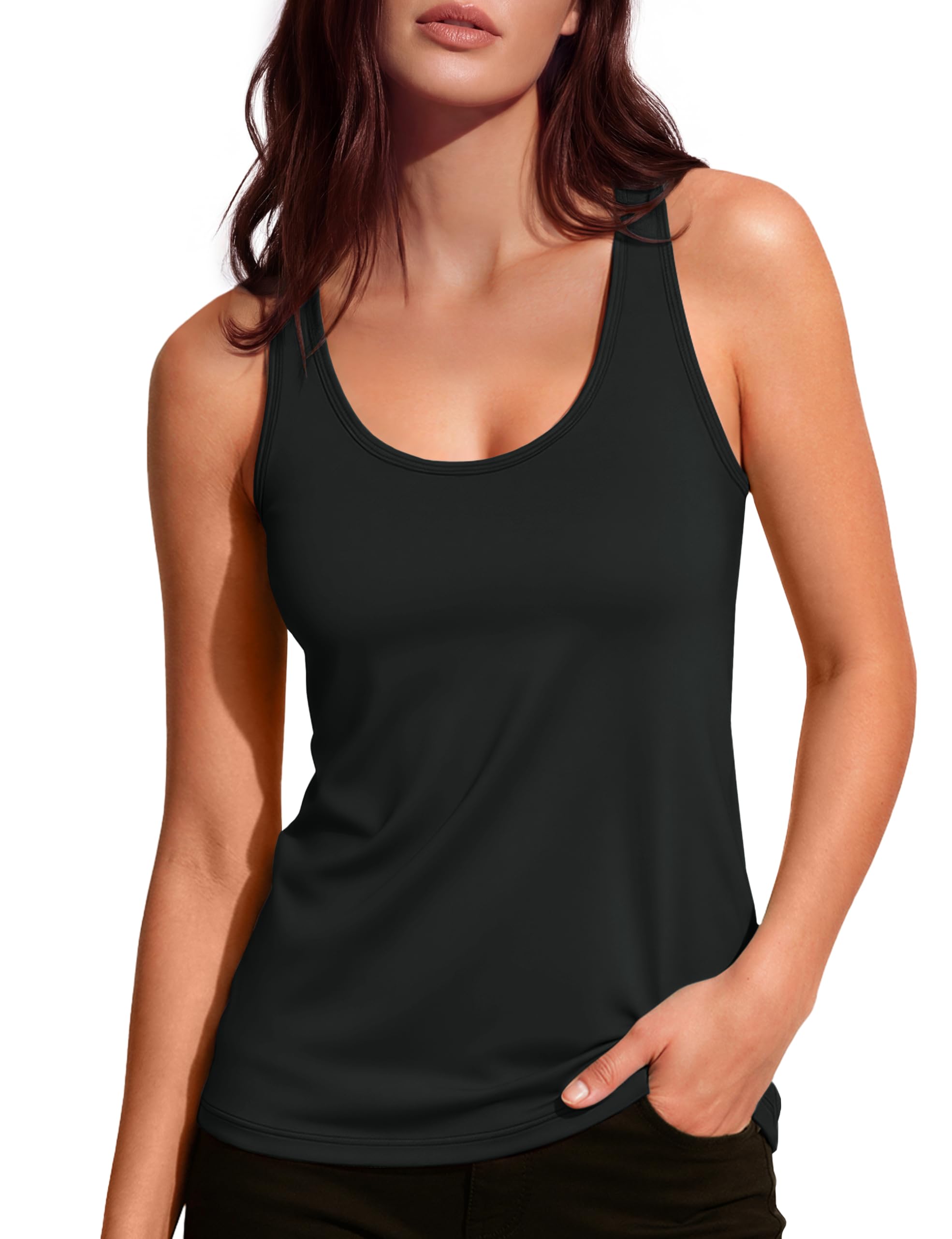 MAGCOMSEN Tank Top Damen Leicht Achselshirt Ärmellos Quick Dry Sport T-Shirt Laufen Fitness Sommershirt Outdoor Funktionsshirt