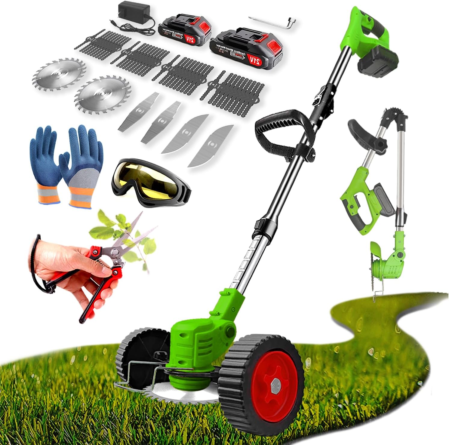 Electric Weed Wacker Cordless Battery Operated, Stringless