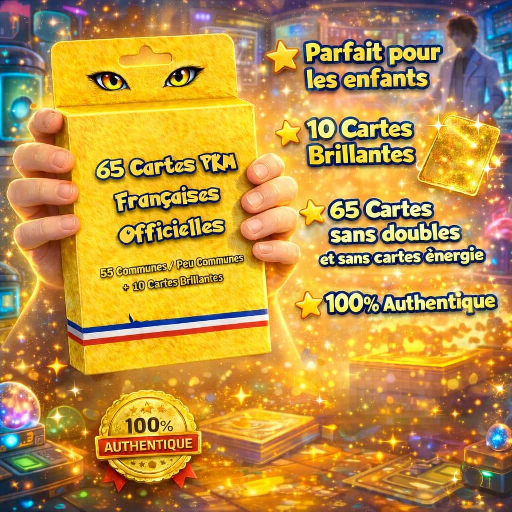Lot de 65 Cartes Françaises Neuves et Officielles - Dont 10 Cartes Brillantes - Pas de Double - sans Carte Énergie - 3
