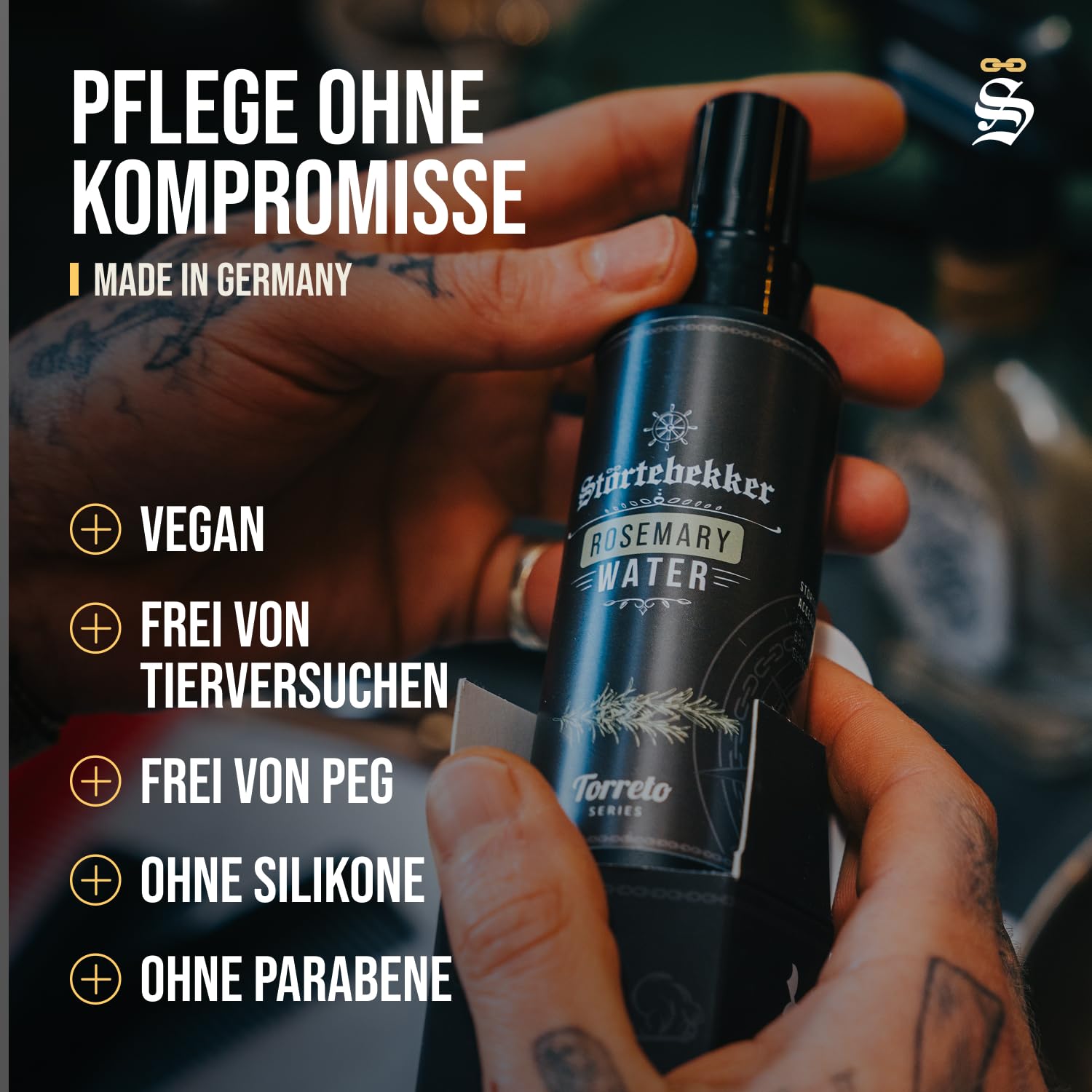 Störtebekker Premium Rosmarinwasser - Natürliches, erfrischendes Feuchtigkeitsspray - Rosmarin Wasser für fettige Kopfhaut und unreine Haut - Haarpflege vegan, ohne Silikone (125 ml)