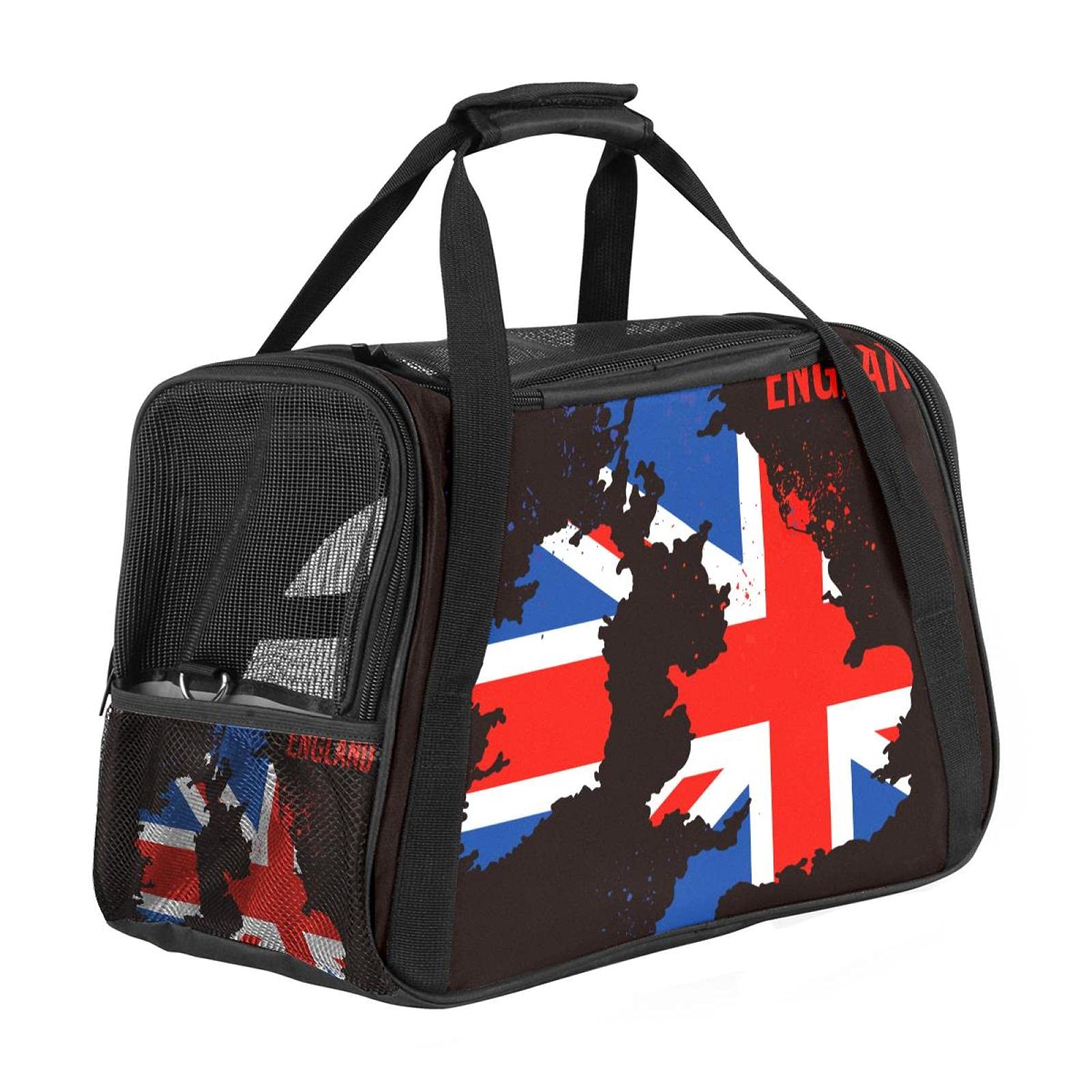 Sac de transport pour animal portable avec imprimé drapeau anglais