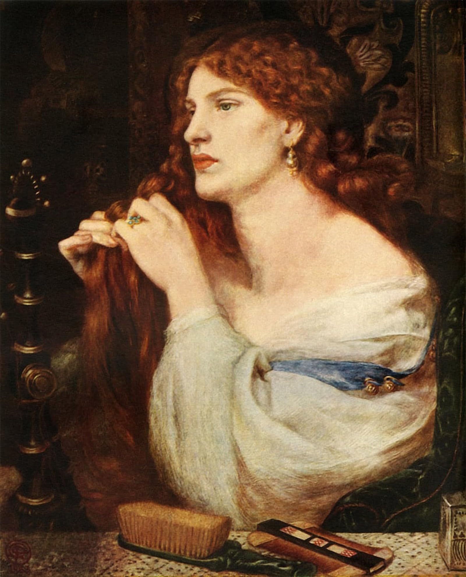 HRJUBWREE Famous Paintings Pictures Artwork Picture Aurelia Fazios Mistress by Dante Gabriel Charles Rossetti Photo Wall Print for Home Decor 60x90cm