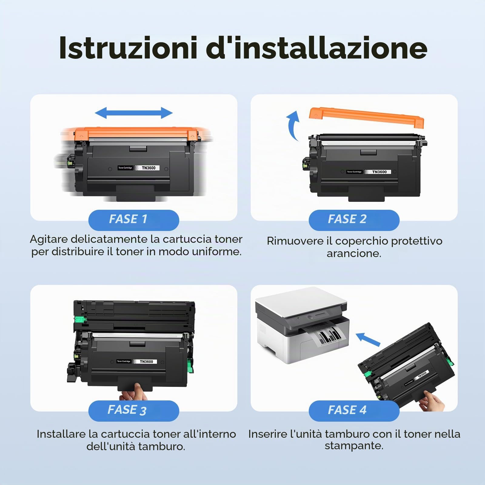 colorfly TN3600 Toner compatibile per Brother TN3600 3600XL HL-L5210DN | per TN3600XL HL-L5210DN HL-L5210DW HL-L5215DN HL-L6210DW HL-L6410DN HL-L6415DN MFC-L5715DN MFC-L6710DW MFC-L6915DN, 2 Nero