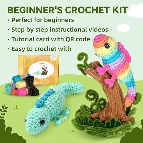 Vista 42 de MOREJMTT Kit de ganchillo para principiantes, aprende a tejer, incluye hilo suave fácil de tejer, tutorial en video paso a paso, gancho, regalo
