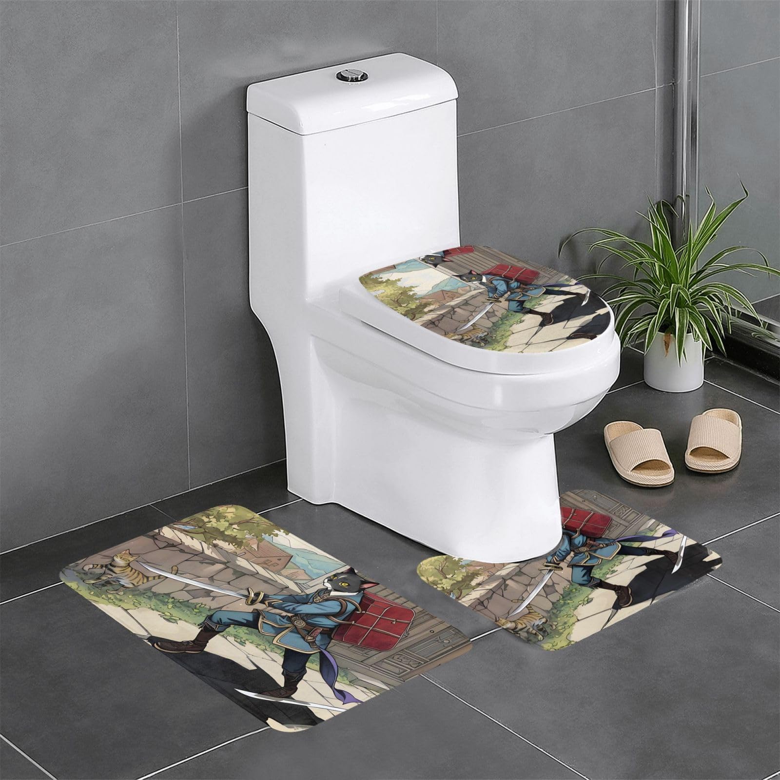 Tapis de salle de bain lot de 3 pour éviter les glissades devant les WC