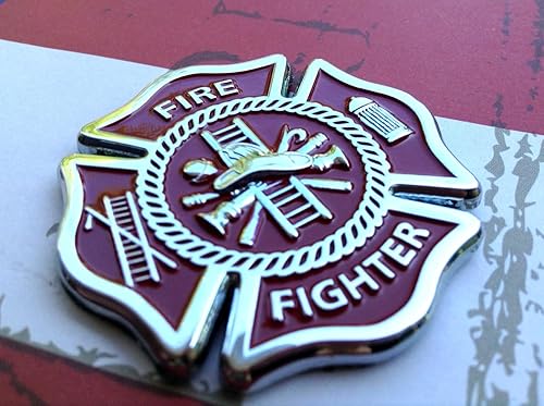 Miniatura 3 de Calcomanía de cruz maltesa de bombero, emblema para automóvil, camión, metal, cromado, calcomanía para coche, camión, calcomanía para vehículo,