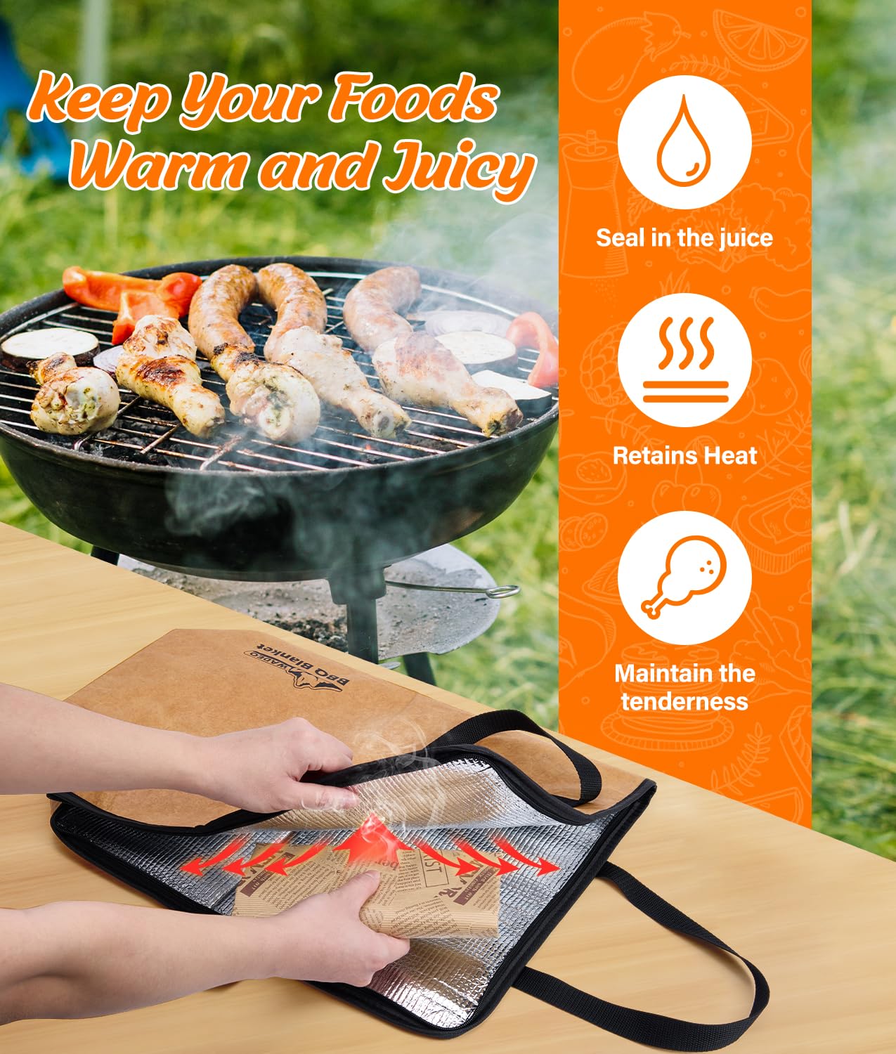 Tina grande plegable para preparación de barbacoa y bolsa de descanso para barbacoa, cubo de preparación portátil para descansar carne, preparación de comidas, marinar, contenedor plegable 3 en 1 para