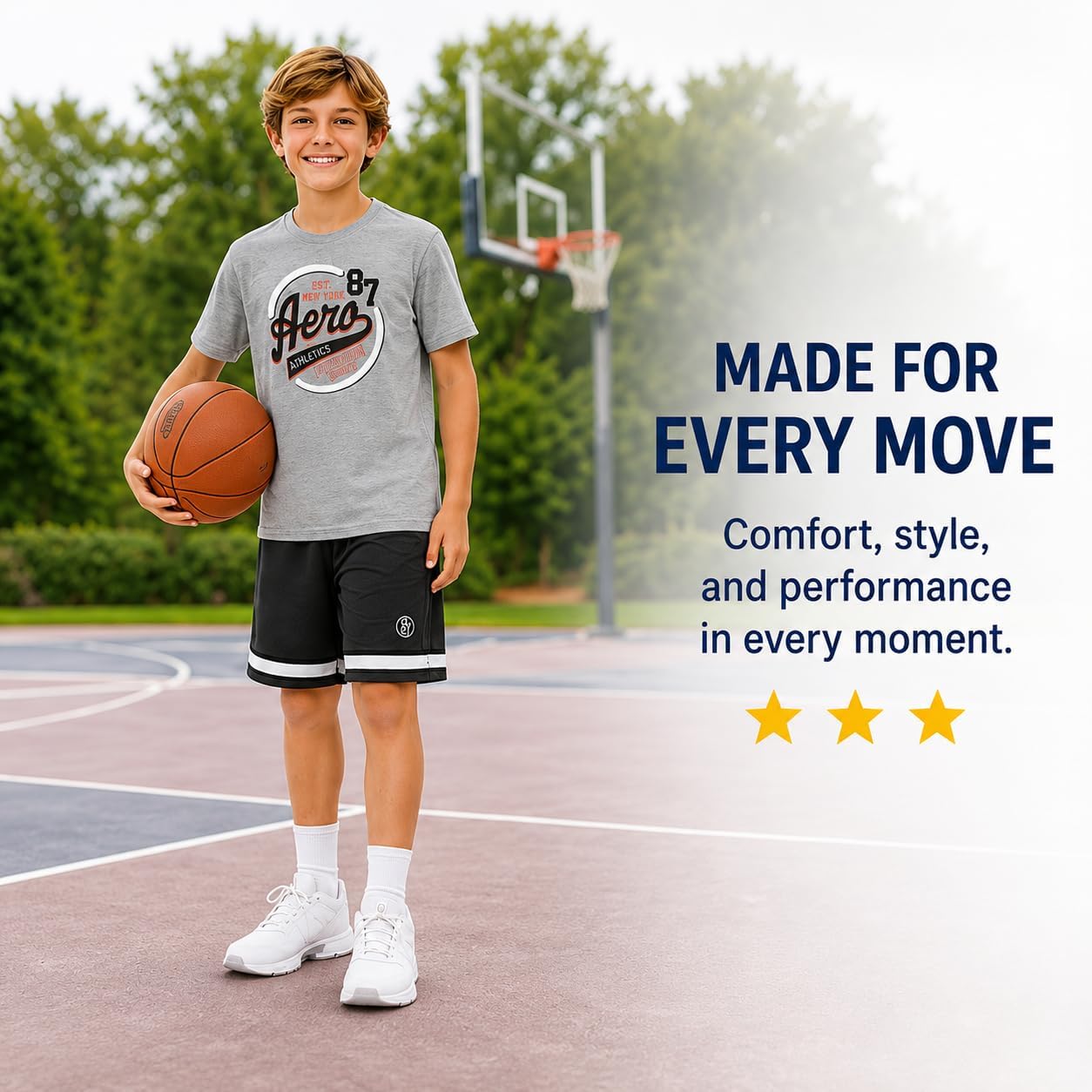 AEROPOSTALE Boys Shorts Set 2 Piece Jersey T-Shirt and Mesh Shorts