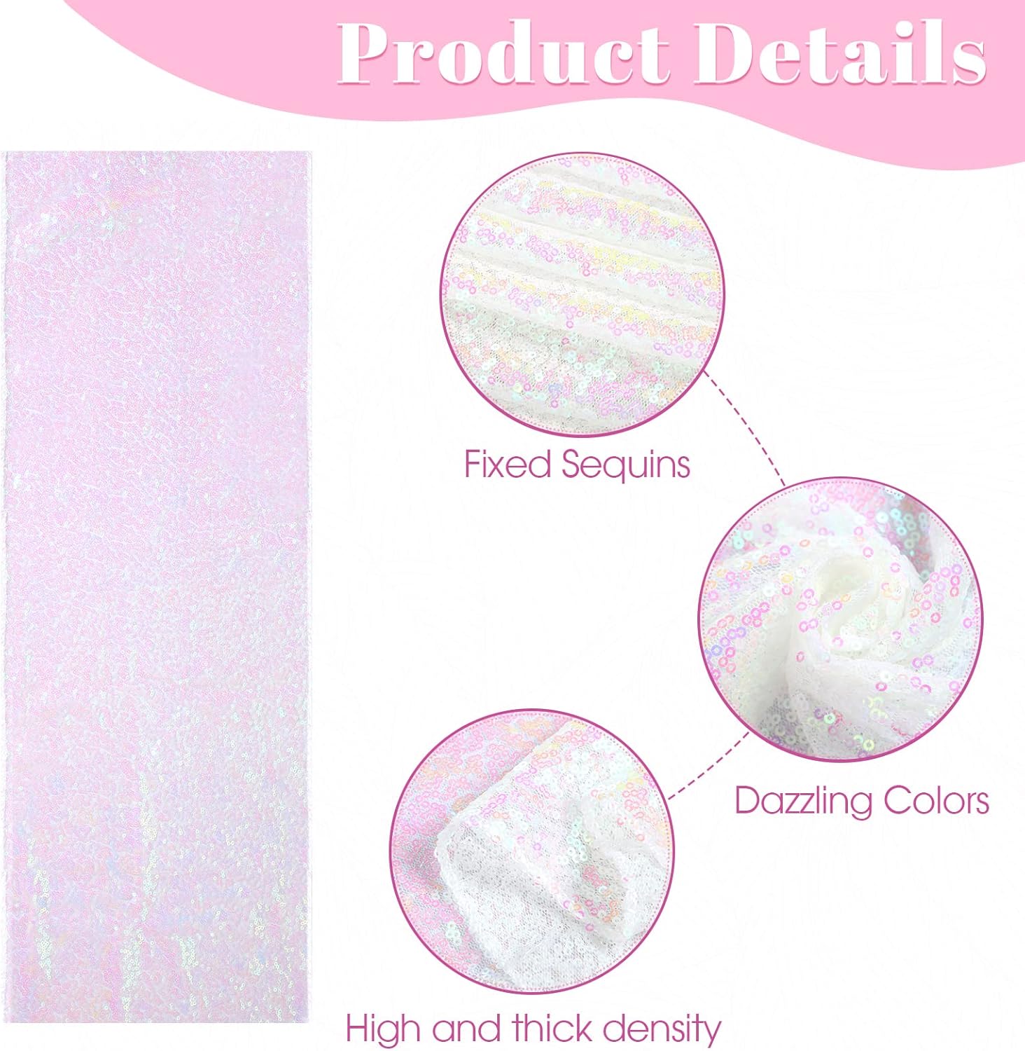 Tatuo 5 Packs Iridescent Sequin Table Runner Set 12 x 108 Inch Rectangle Glitter Table Runner for Birthday Wedding Party Supplies Catering Event Baby Shower Celebration Decorations(Pink)