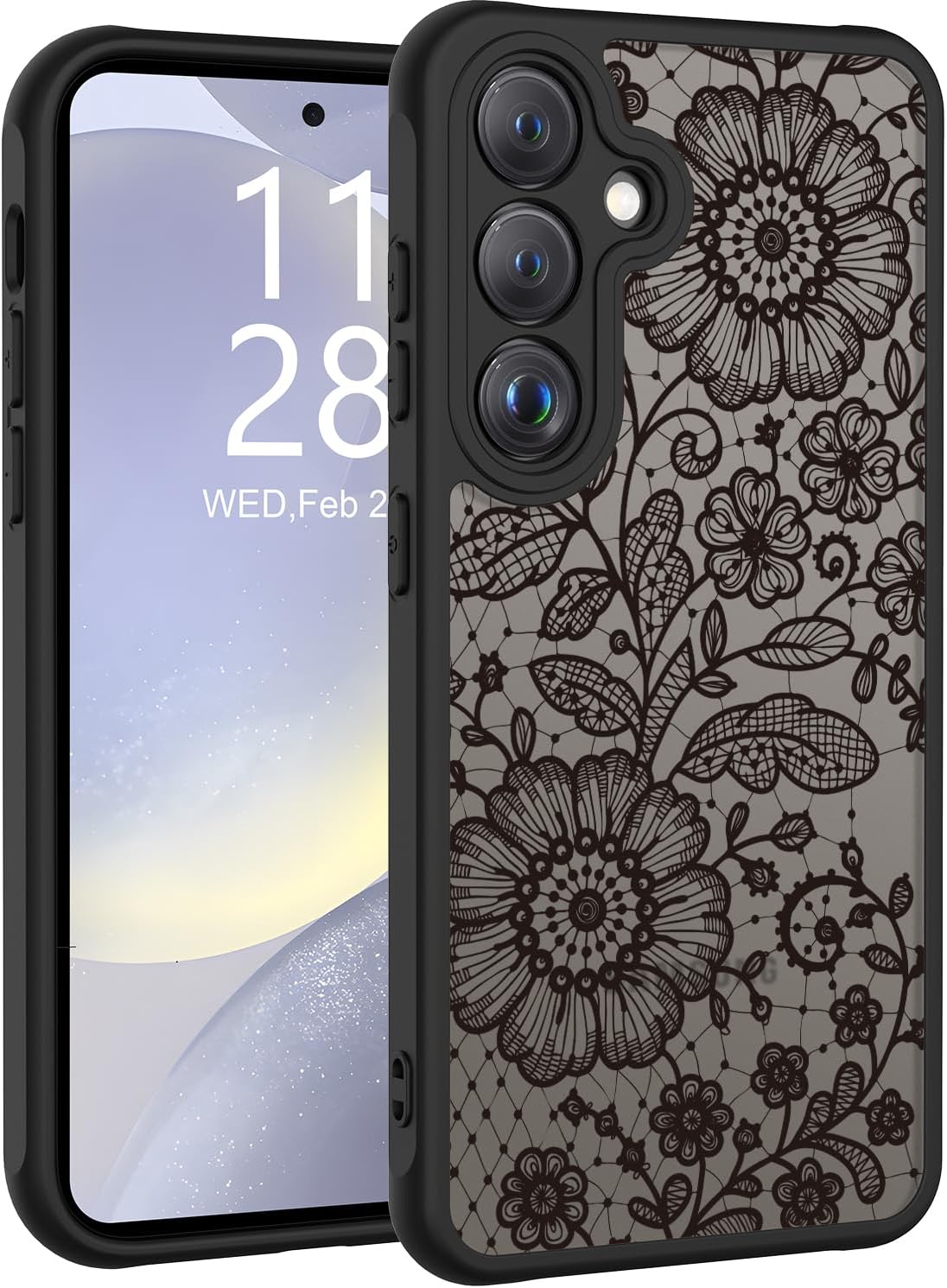 lumarke for samsung galaxy s23 case with enhanced camera lens protection, translucent matte acrylic phone cover - cute aesthetic floral design for women girls - blooming blossoms galaxy s23 blooming blossoms