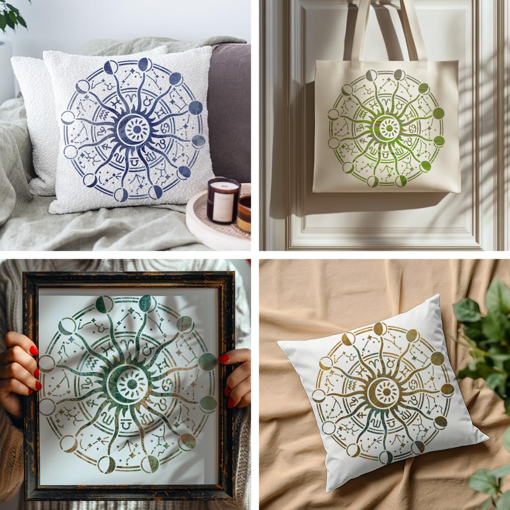 Moon Surface Stencil 11.8x11.8 Inch - Reusable Painting Template With Brush