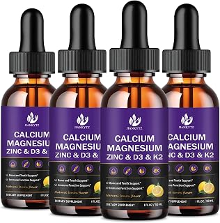 (4 Pack) Calcium Magnesium Zinc Liquid Drops for Women and Men - Bone & Teeth, Immune Support, Liquid Calcium Supplement with Magnesium Glycinate, Vitamin C D3 K2 B6 and Sea Moss | 1 Fl Oz