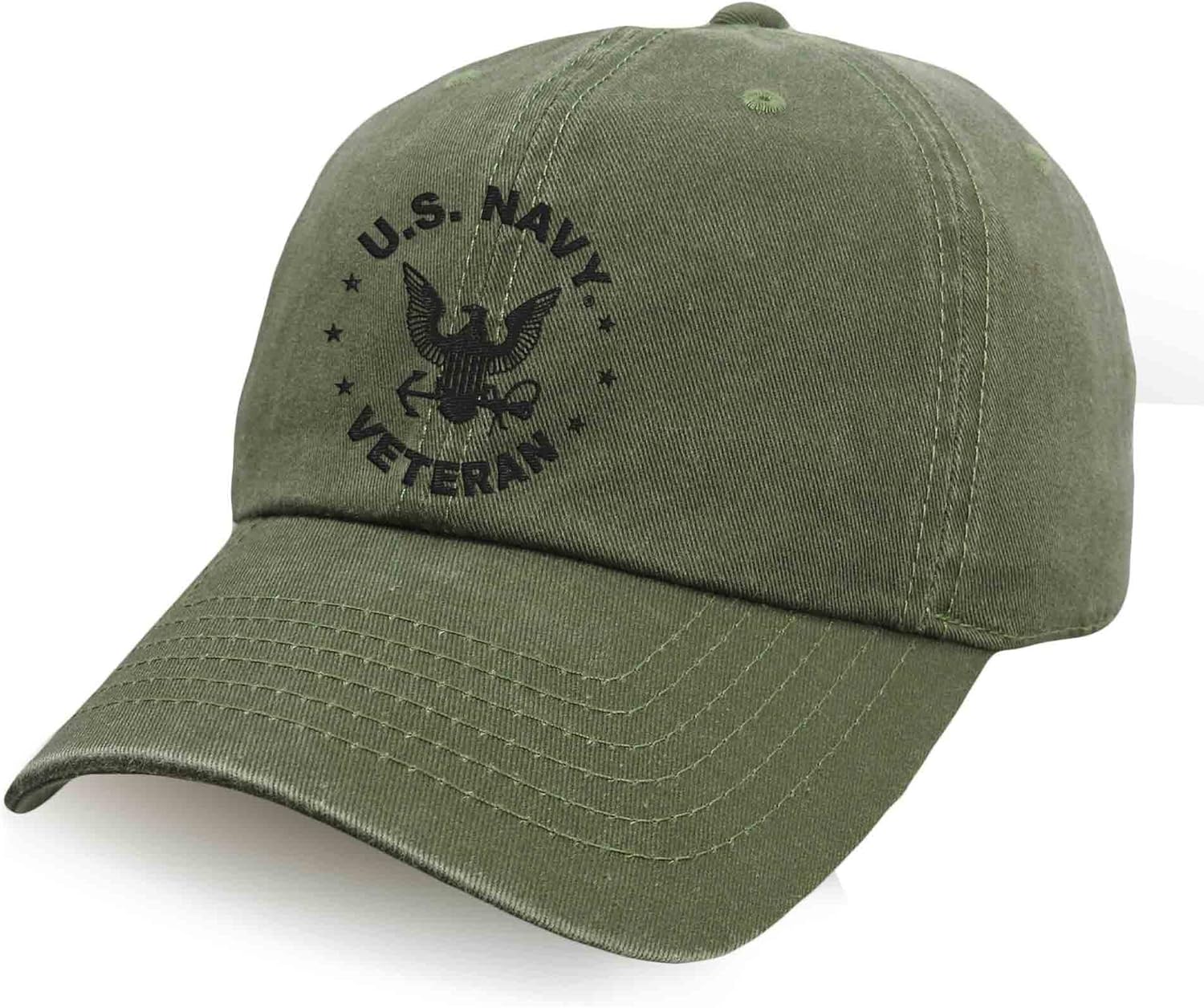 VetFriends.com US Navy Veteran Hat Officially Licensed with Embroidered Eagle Vintage Wash