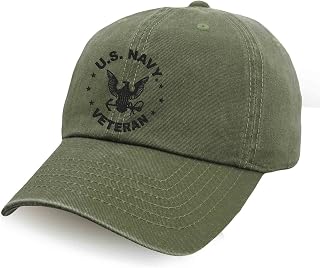 VetFriends.com US Navy Veteran Hat Officially Licensed with Embroidered Eagle Vintage Wash