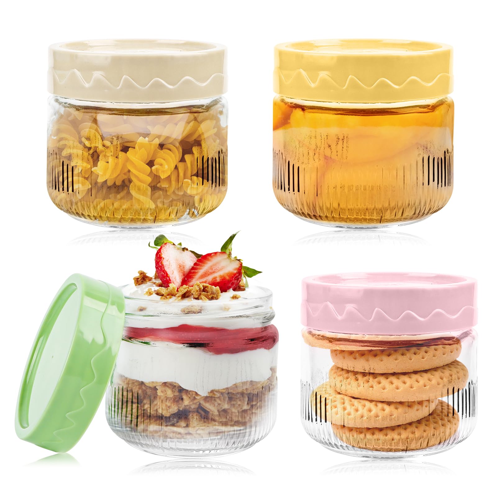 4 Bocaux En Verre 250ml Pour Overnight Oats - Hermétiques, Réutilisables - Parfaits Pour Yaourt, Pudding Ou Salade