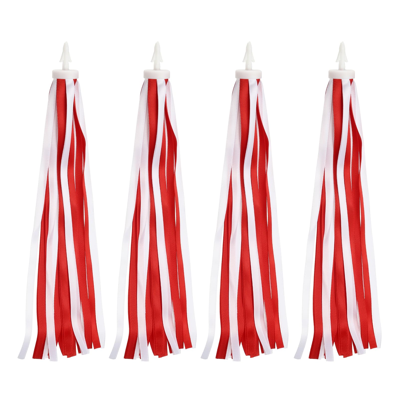 PATIKIL Bike Streamers, 2 Pair Colorful Scooter Handlebar Tassels Grips Ribbon Accessories Decorations for Bicycle Tricycle Handles, Red White