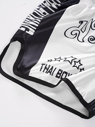Miniatura 6 de Aiihoo Pantalones cortos de Muay Thai para niños, boxeo, kickboxing, artes marciales, artes marciales, entrenamiento de artes marciales, tronco de