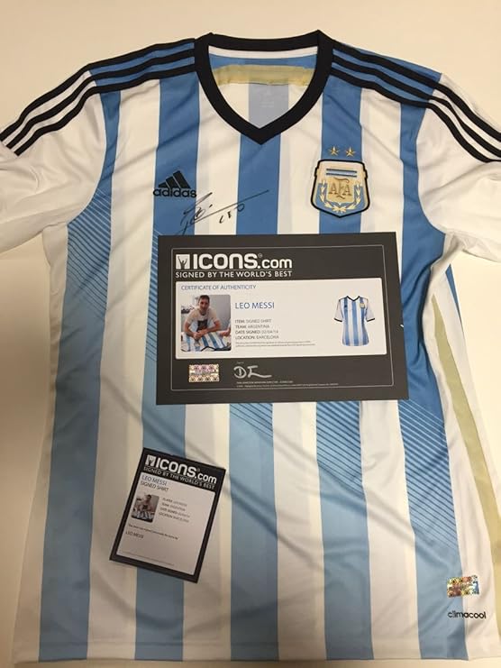 サッカー リオネル メッシ ユニフォーム アルゼンチン代表 直筆サイン入り 写真 証明書付き Leo Messi Icons Com アイドル 芸能人グッズ 通販 Amazon