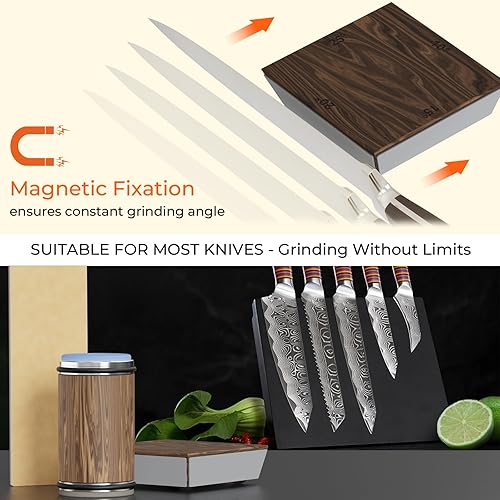 Miniatura 5 de Afilador de cuchillos rodantes - Kit de afilado de cuchillos con diamantes industriales y discos de cerámica, sistema de afilado de cuchillos