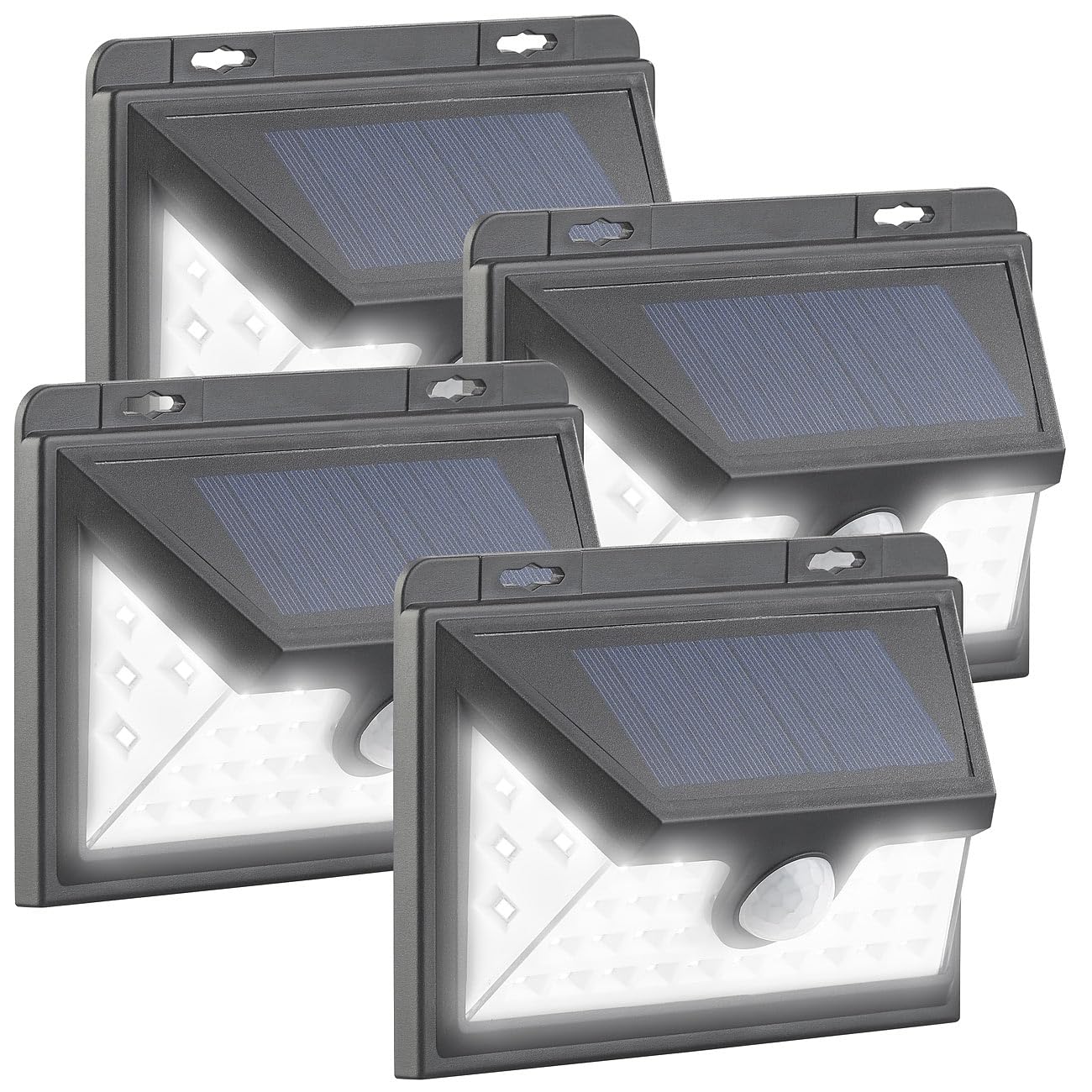 Luminea lámpara solar exterior: Lámparas de pared LED solares, Función de luz nocturna, Sensor de movimiento (lámparas, LED con sensor movimiento, jardín)