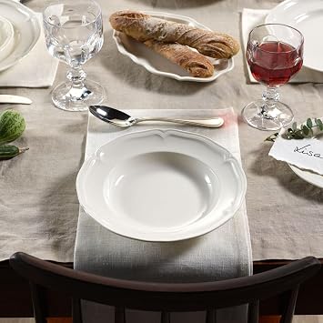 Villeroy & Boch Manoir Collection 18-Piece Dinnerware Set, Plates & Bowls, Premium Porcelain, Made in Germany, Dishwasher & Microwave Safe, Rich, Creamy White